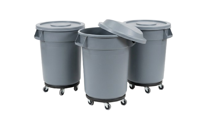 Round Waste Bins with Dolly & Lid — Mobile Waste Collection for the UAE
