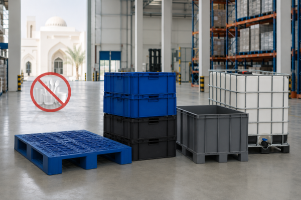Reusable Packaging in a Modern UAE Warehouse