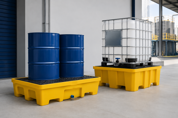UAE chemical storage with spill pallets